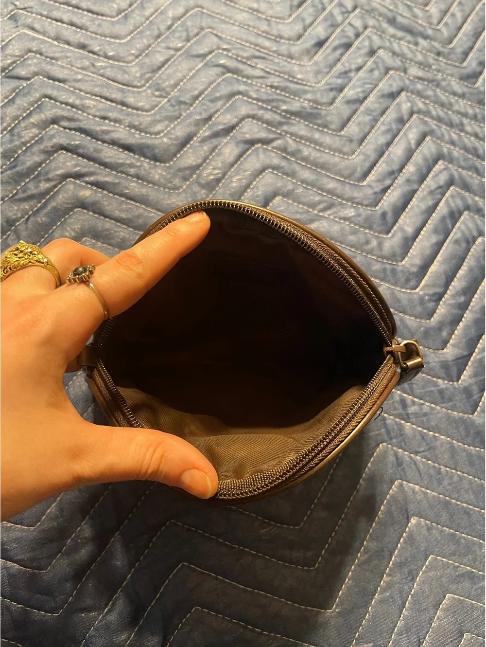 Lauren Ralph Lauren Small Brown Houndstooth Cosmetic Bag